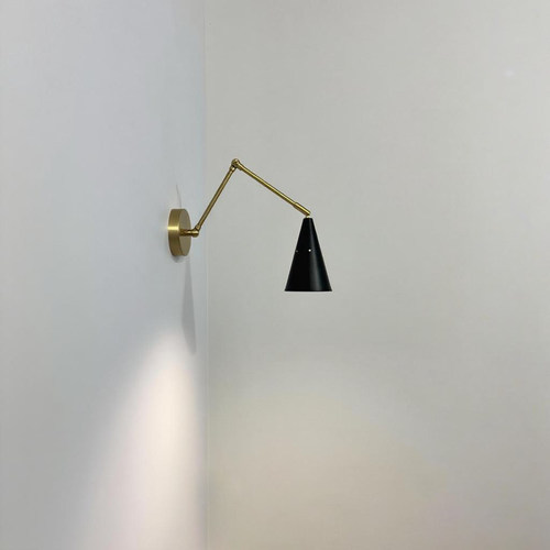 卧室床头壁灯餐厅厨房置物架隔板上方壁灯北欧美式简约长臂铜书房