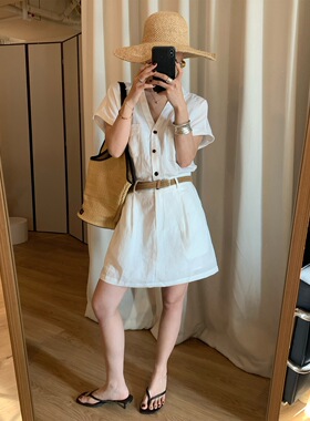 TG 老钱风轻度假 衬衫式系皮带收腰凉感连衣裙女2026夏款26822
