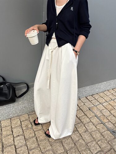 TG 松弛至上 棉混纺松紧腰飘带百搭气球阔腿裤女2026秋款27316