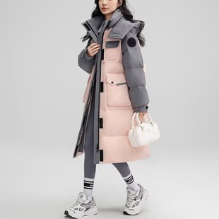 2025新款 冬季 宽松加厚保暖棉衣棉服外套潮 撞色面包服女中长款 韩版