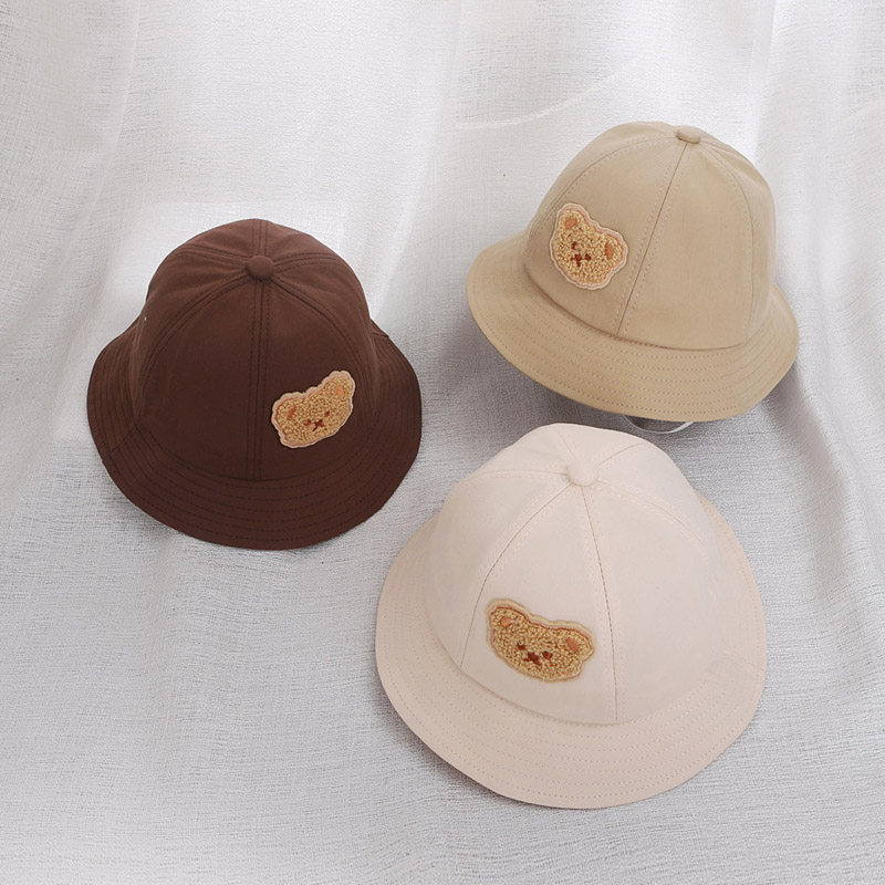 防晒婴儿帽子春秋可爱小熊男童女宝宝盆帽薄款超萌遮阳儿童渔夫帽