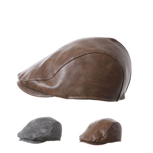 新款春秋儿童帽男童皮革贝雷帽子宝宝时尚前进鸭舌帽日系女童潮帽