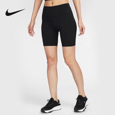 NIKE耐克女裤2025夏季新款高腰紧身裤运动休闲训练短裤FZ6759-010