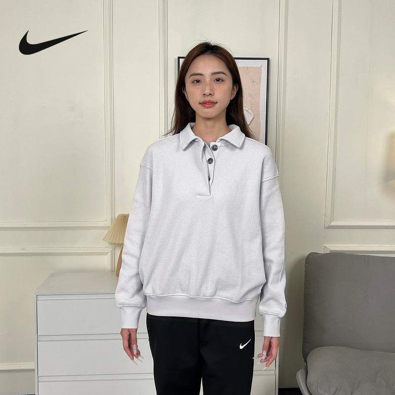 Nike耐克女装2025冬季休闲防风保暖运动长袖POLO套头衫HV0354-104