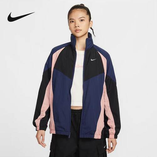 Nike耐克外套女2025秋季休闲拼接防风梭织立领运动夹克HV4030-410
