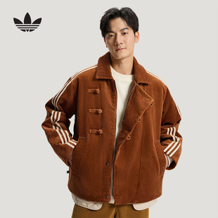 阿迪达斯三叶草外套男春节新中式保暖灯芯绒短棉服KQ5135 KR5066