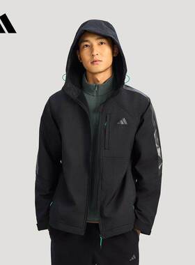 adidas阿迪达斯外套男2026春保暖连帽抓绒梭织夹克KR2496 KR2497