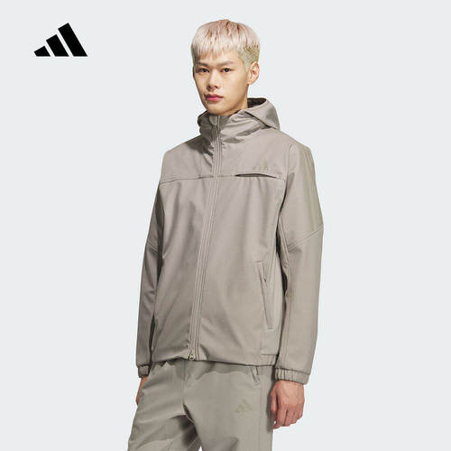 adidas阿迪达斯运动外套男子2026春季休闲梭织连帽加绒夹克KQ8526