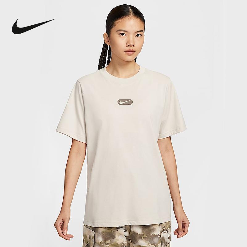 nike耐克短袖女2025夏季宽松背后图案印花圆领运动t恤HQ1699-104