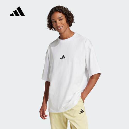 adidas阿迪达斯短袖男25夏季休闲宽松圆领纯棉透气运动T恤JC5339