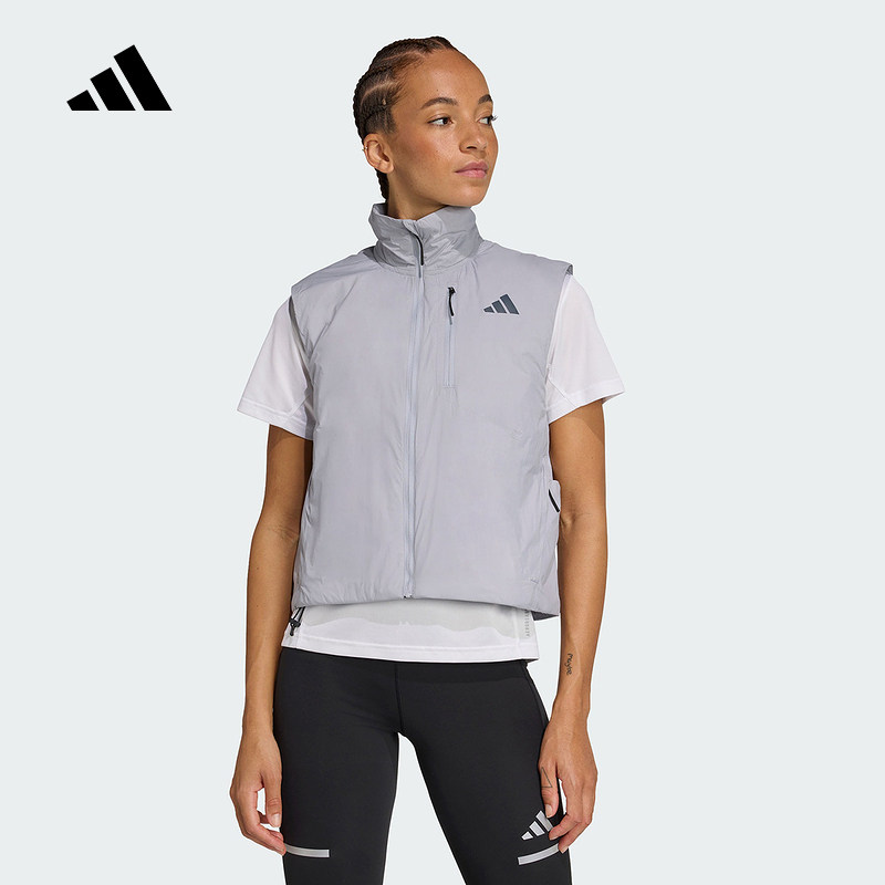 adidas阿迪达斯运动马甲女2025冬季跑步训练防风保暖棉背心JP3848