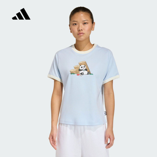 adidas阿迪达斯短袖女2026夏季熊猫印花休闲运动T恤KB7212 KB7214