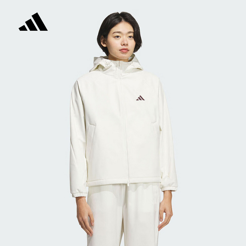 adidas阿迪达斯运动外套女2025冬休闲梭织连帽夹克KC0054 KC0055