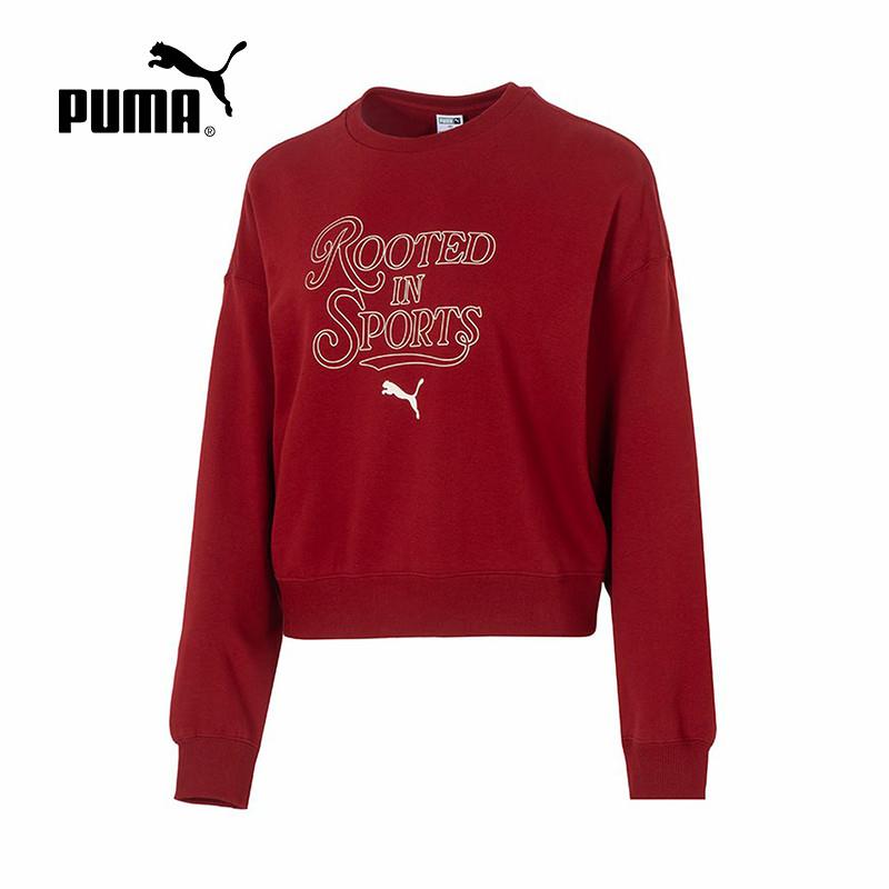 PUMA彪马卫衣女2024冬季休闲运动印花宽松针织卫套头衫630952-13