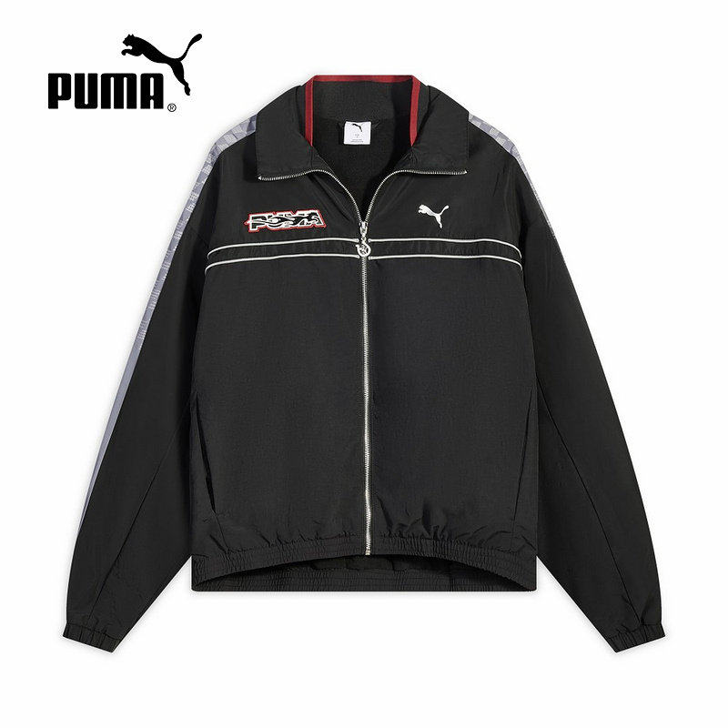 PUMA彪马外套男2026春季假两件赛车风梭织加绒翻领夹克636082-01