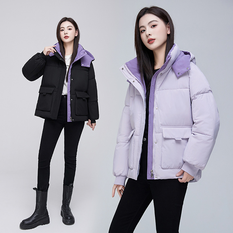 撤柜品正羽绒棉服女短款2024冬新韩版宽松加厚大码连帽小个子