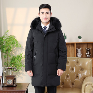 2024年新款中老年羽绒服中长款加厚防寒加厚商务休闲轻便羽绒服男