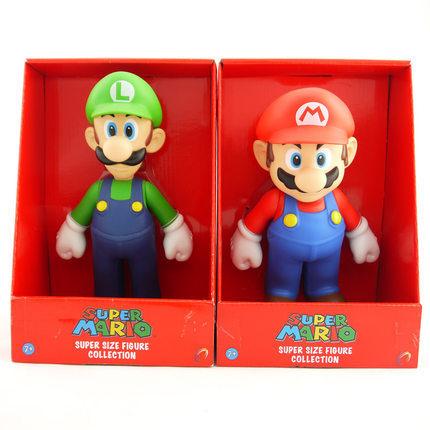 超级玛丽Super Mario马里奥路易公主火龙青龙蘑菇搪胶公仔玩偶摆