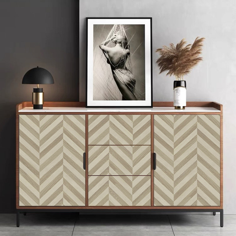 鱼骨纹贴纸柜子翻新贴膜宿舍出租房pvc墙纸自粘防水防潮柜门遮丑