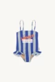 Tc Blue and Purple Vertical Striped Suspender One-Piece Swimsuit (Ready in Stock)