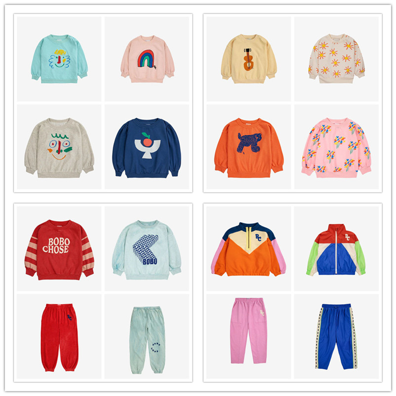 BC24春夏季款欧美儿童纯棉卡通卫衣卫裤男女宝宝套头上衣打底衫