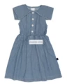 Wyn Dark Blue Vertical Striped Lapel Dress