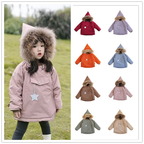 mat24秋冬儿童加绒精灵帽棉服