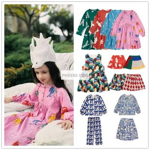 西班牙BC同款 印花连衣裙欧美宝宝打底裙子 24AW女童纯棉秋冬长袖