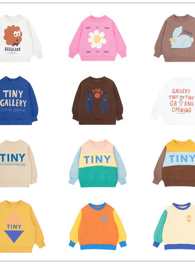 tc24秋冬装欧美儿童纯棉卡通印花加绒卫衣男女宝宝休闲保暖打底衫