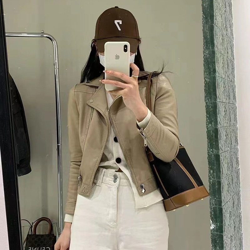 2024春季设计感小众拉链黑色PU皮衣长袖夹克机车短款小外套上衣女