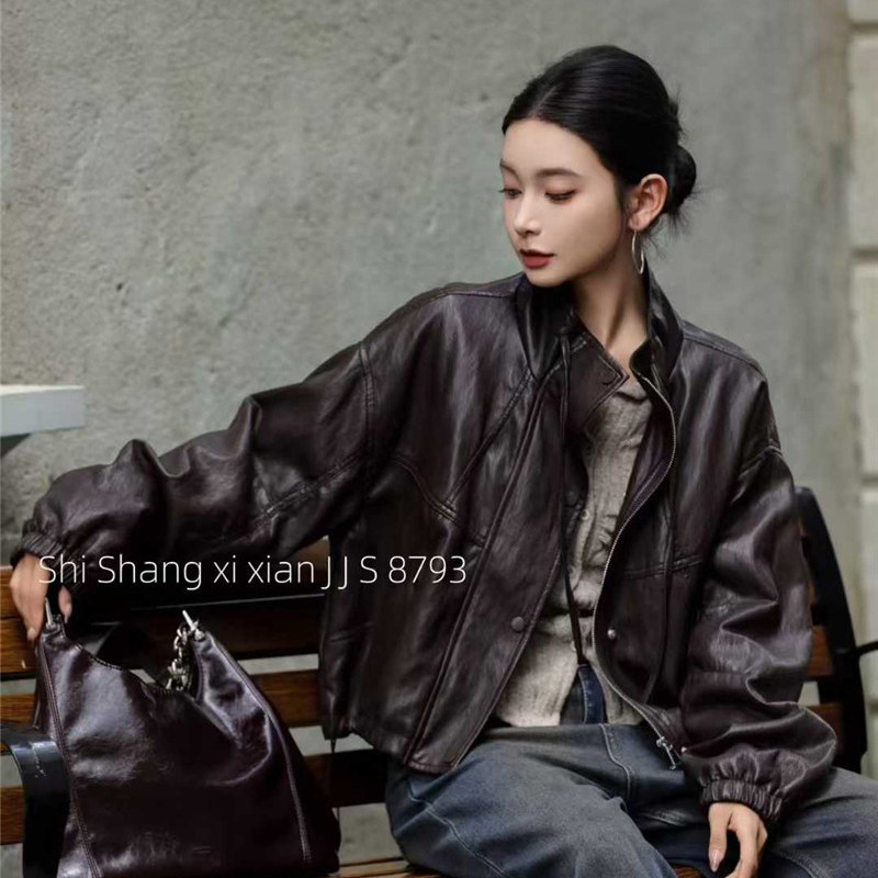 酷飒时尚机车立领皮衣夹克女2025年秋新款小个子休闲美式短外套潮