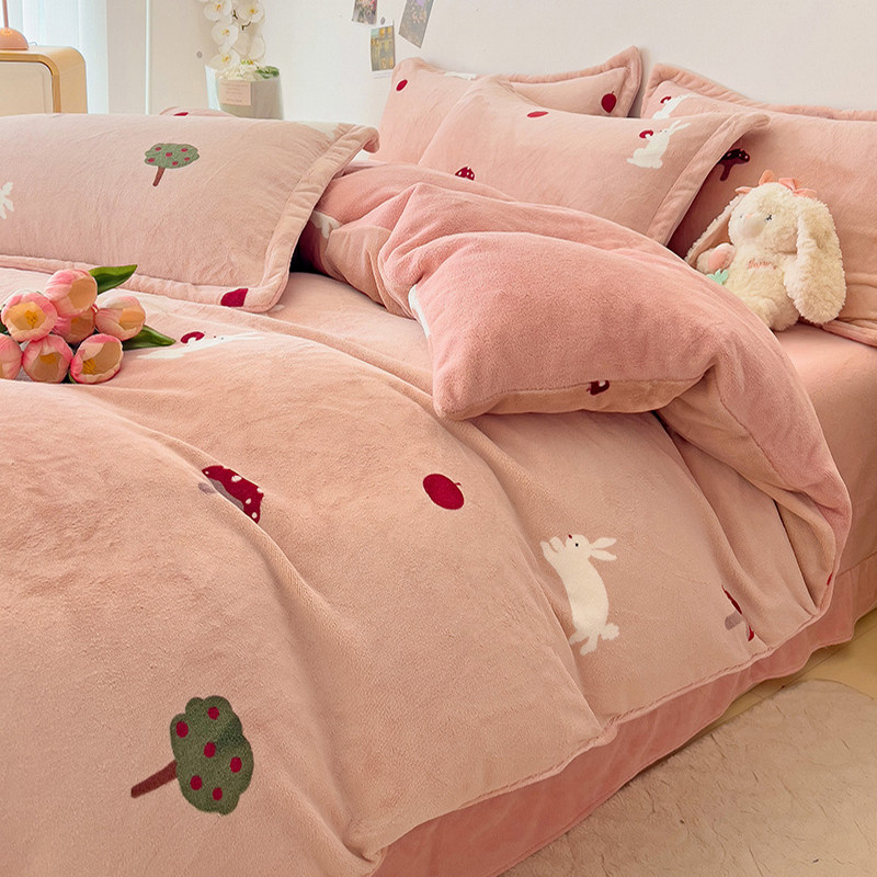 9斤加厚A类牛奶绒四件套冬季珊瑚绒单双人床保暖床单被套床上用品,床上用品,床品套件/四件套/多件套,淘宝优惠券,粉丝福利购,淘宝优惠卷