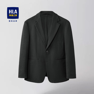 HLA/海澜之家男款商务黑色休闲西服26夏季薄款微阔通勤单西装外套