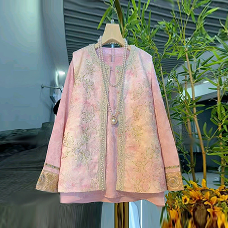 大码女装胖MM花纹国风马甲法式气质时尚小众设计洋气拼色袖口小衫,女装/女士精品,大码内搭,淘宝优惠券,粉丝福利购,淘宝优惠卷