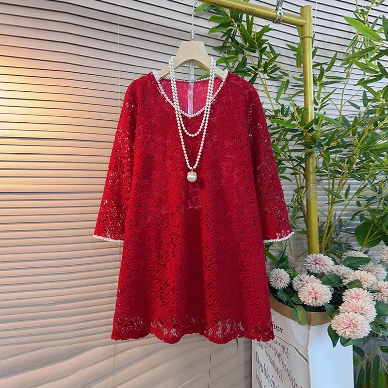 加肥V领钉珠边蕾丝花上衣胖妹妹韩版气质减龄秋冬款百搭洋气小衫,女装/女士精品,大码内搭,淘宝优惠券,粉丝福利购,淘宝优惠卷
