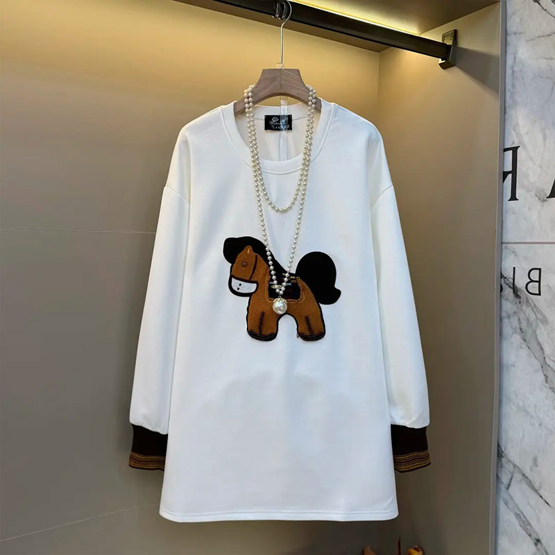 大码女装卡通图案长袖上衣