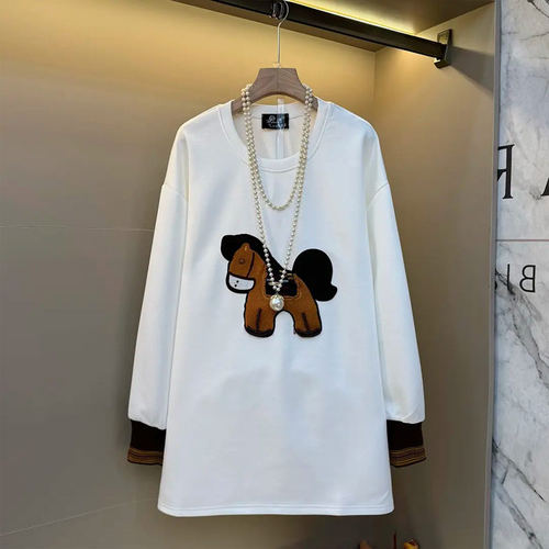 大码女装卡通图案长袖上衣