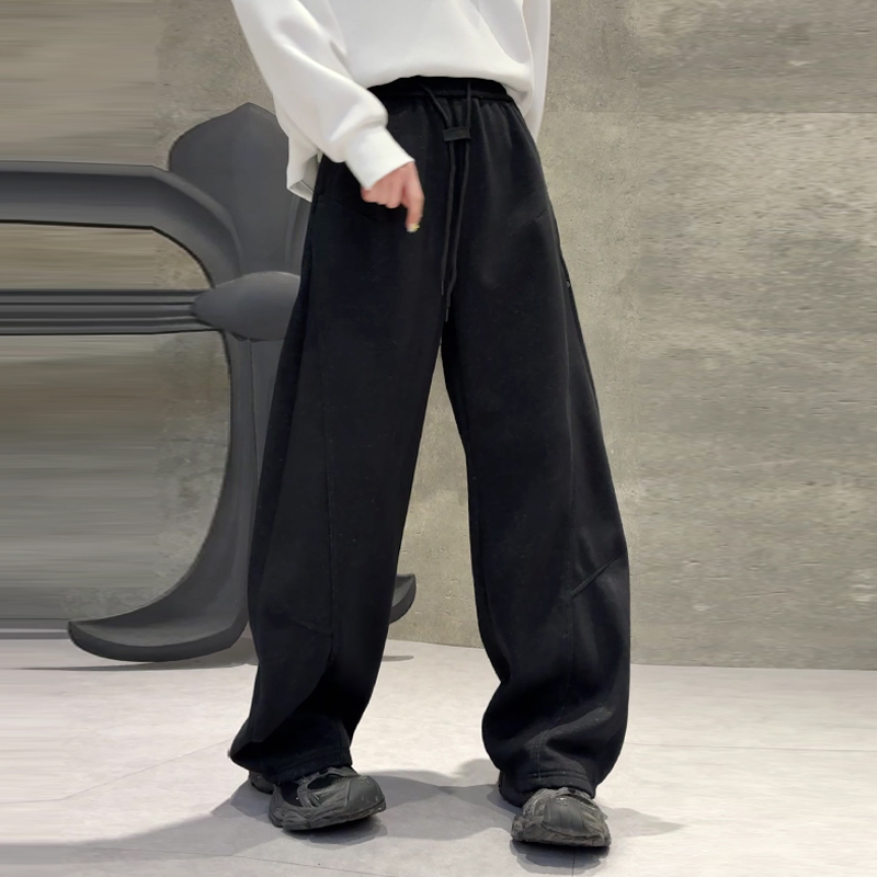 大码松紧腰阔腿弯刀长裤