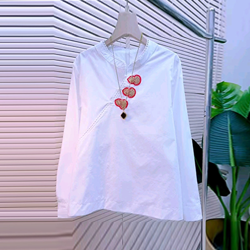 加大码女装立领斜襟长袖衬衫2026新款大码女装新中式宽松百搭上衣,女装/女士精品,大码内搭,淘宝优惠券,粉丝福利购,淘宝优惠卷