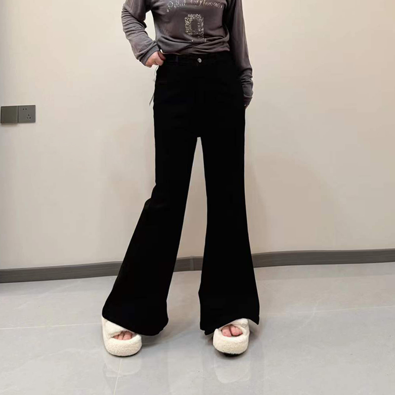 大码女装黑色微喇裤子