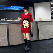 女装 亮片卡通图案短袖 上衣韩版 大码 学院风胖妹妹减龄显瘦百搭大衫