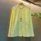 2026早春款 胖MM加肥荷叶领长袖 简约百搭休闲上衣 大码 女装 小衫 韩版