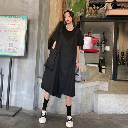 胖妹妹港风bf宽松显瘦圆领潮工装