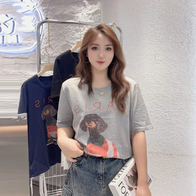 大码卡通图案短袖上衣