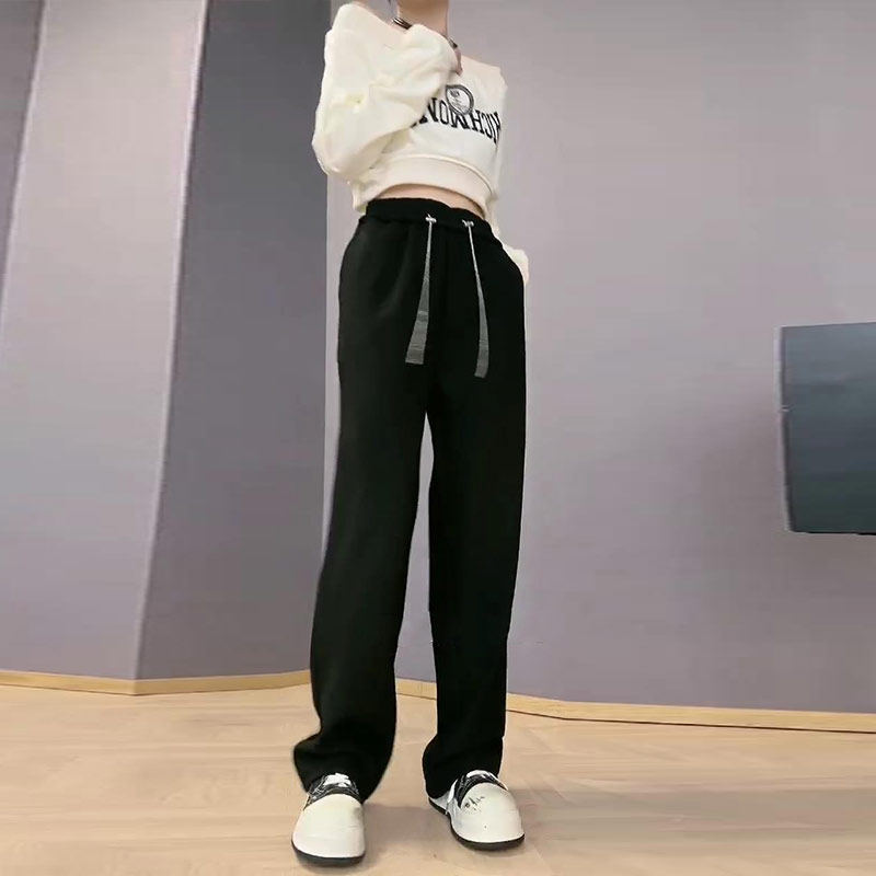 大码女装松紧腰阔腿长裤胖妹妹韩版纯色简约百搭宽松遮胯休闲裤子,女装/女士精品,大码裤装,淘宝优惠券,粉丝福利购,淘宝优惠卷