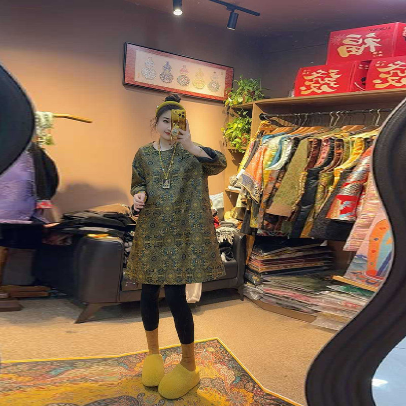 加大码女装圆领七分袖花纹大衫胖妹妹2026新款洋气减龄新中式上衣,女装/女士精品,大码内搭,淘宝优惠券,粉丝福利购,淘宝优惠卷