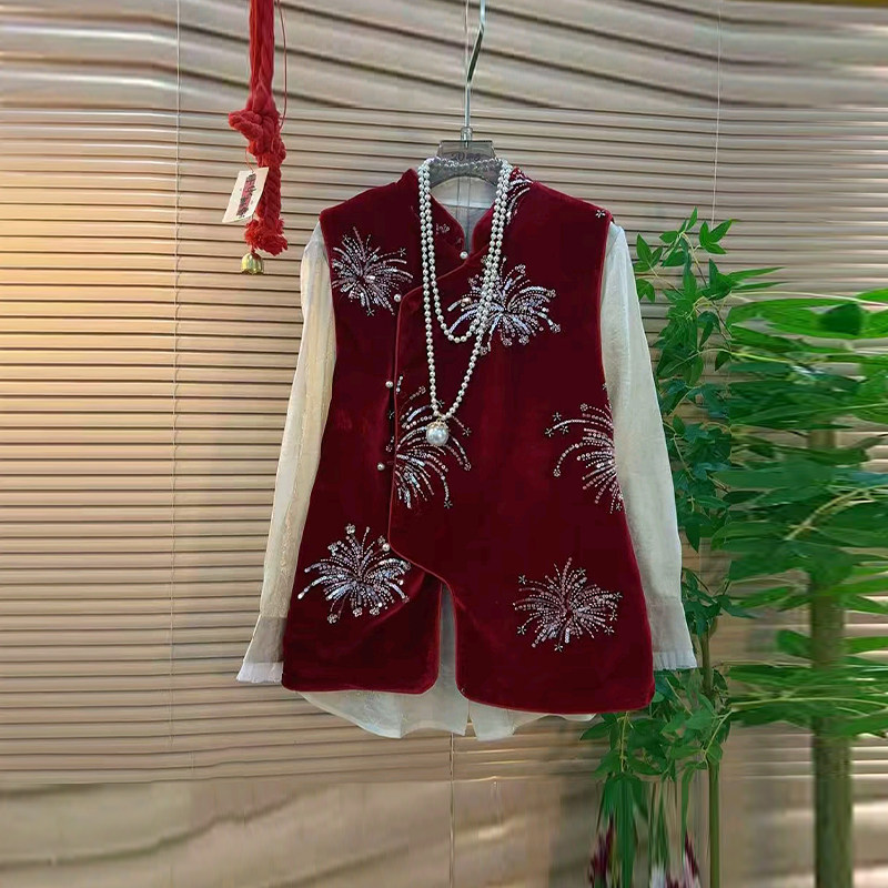 加肥大码女装立领亮钻花国风马甲胖妹妹韩版减龄小众设计长袖小衫,女装/女士精品,大码内搭,淘宝优惠券,粉丝福利购,淘宝优惠卷