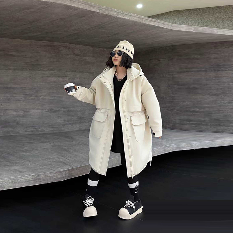 加肥连帽收腰中长款棉服大衣宽松大码女装冬季款简约百搭保暖外套,女装/女士精品,大码棉服,淘宝优惠券,粉丝福利购,淘宝优惠卷