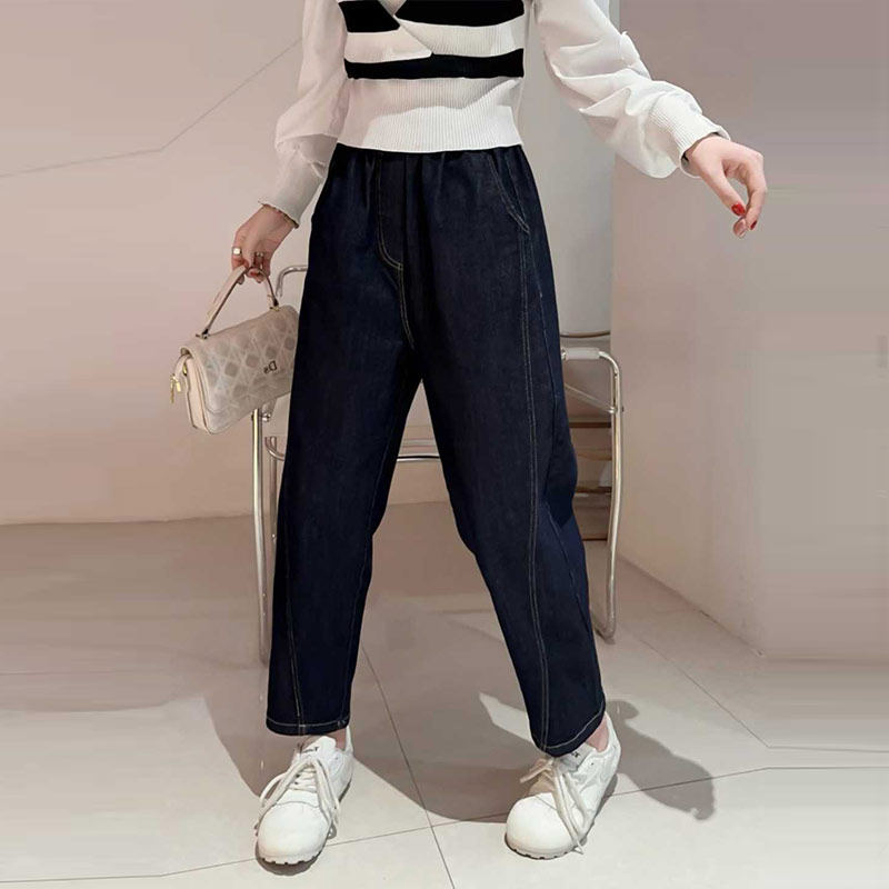 大码女装松紧腰哈伦长裤胖妹妹欧洲站宽松遮胯百搭显瘦休闲牛仔裤,女装/女士精品,大码裤装,淘宝优惠券,粉丝福利购,淘宝优惠卷