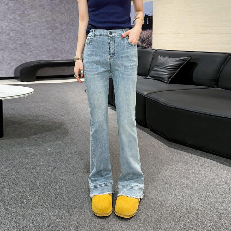 加肥女毛边裤脚微喇牛仔长裤胖妹妹时尚欧洲站洋气百搭显瘦休闲裤,女装/女士精品,大码裤装,淘宝优惠券,粉丝福利购,淘宝优惠卷